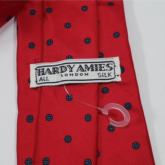 Hardy Amies London Neck Tie Red Floral 100% Silk 3"x61" - Picture 2 of 5